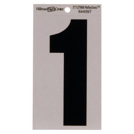 HILLMAN 5 in. Black & Silver Reflective Mylar Square Cut Self Adhesive Number 1 844097